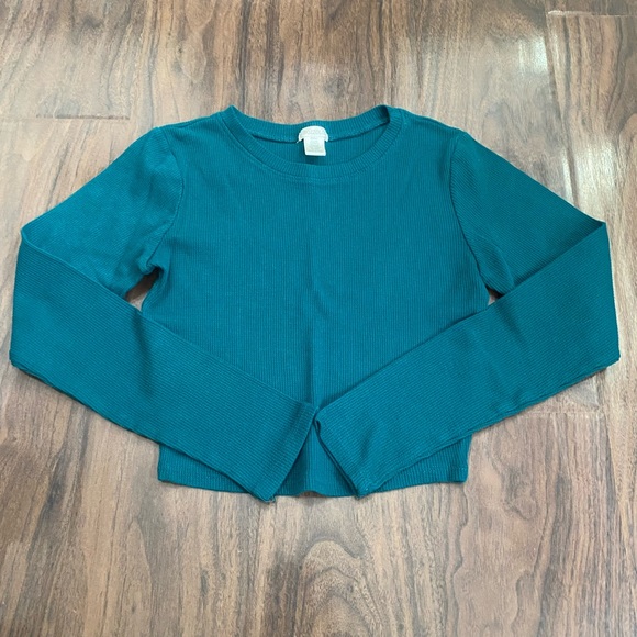 Bozzolo Tops - Bozzolo long sleeve waffle knit crop